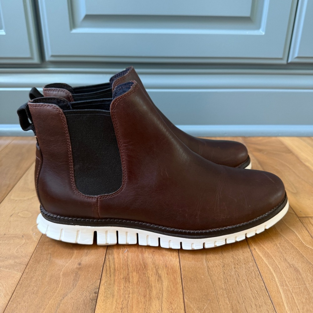 Cole Haan Zerogrand Chelsea Boots Mens 8M Brown Leather Pull On C30718